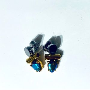 Jcrew Statement Earrings Iridescent gem, gold and silver